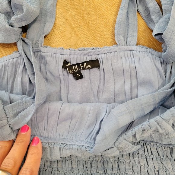 Elle Oh Elle denim blue smocked midi dress, size small - Picture 3 of 4